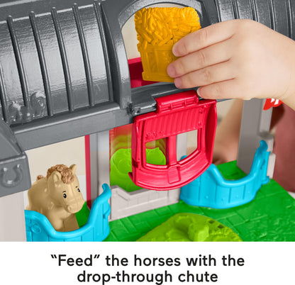 Fisher-Price Little People Toddler Toy Friendly Horses Stable Playset with Sounds, Figures & Accessories for Kids Ages 1+ Years