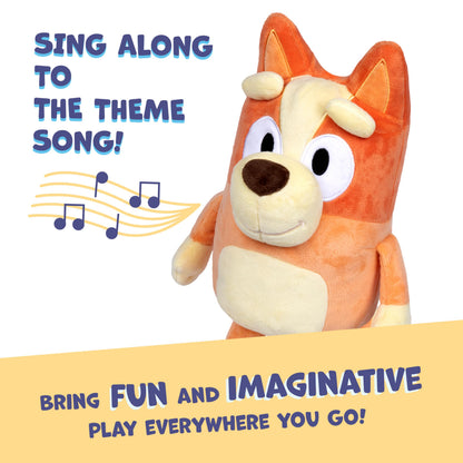 Bluey Sound Effects Talking Bingo Plush Toy, 13” Soft Bingo Toy, Interactive Stuffed Animal with 9 Different Phrases, Musical Toys for Kids