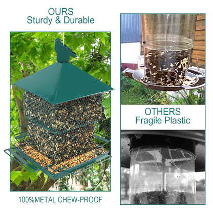 Bird Feeders for Outdoor Hanging, Heavy Duty Metal Bird Feeder, 6lb Large Capacity, Supports Cardinal, Finch, Blue Jay and Wild Birds