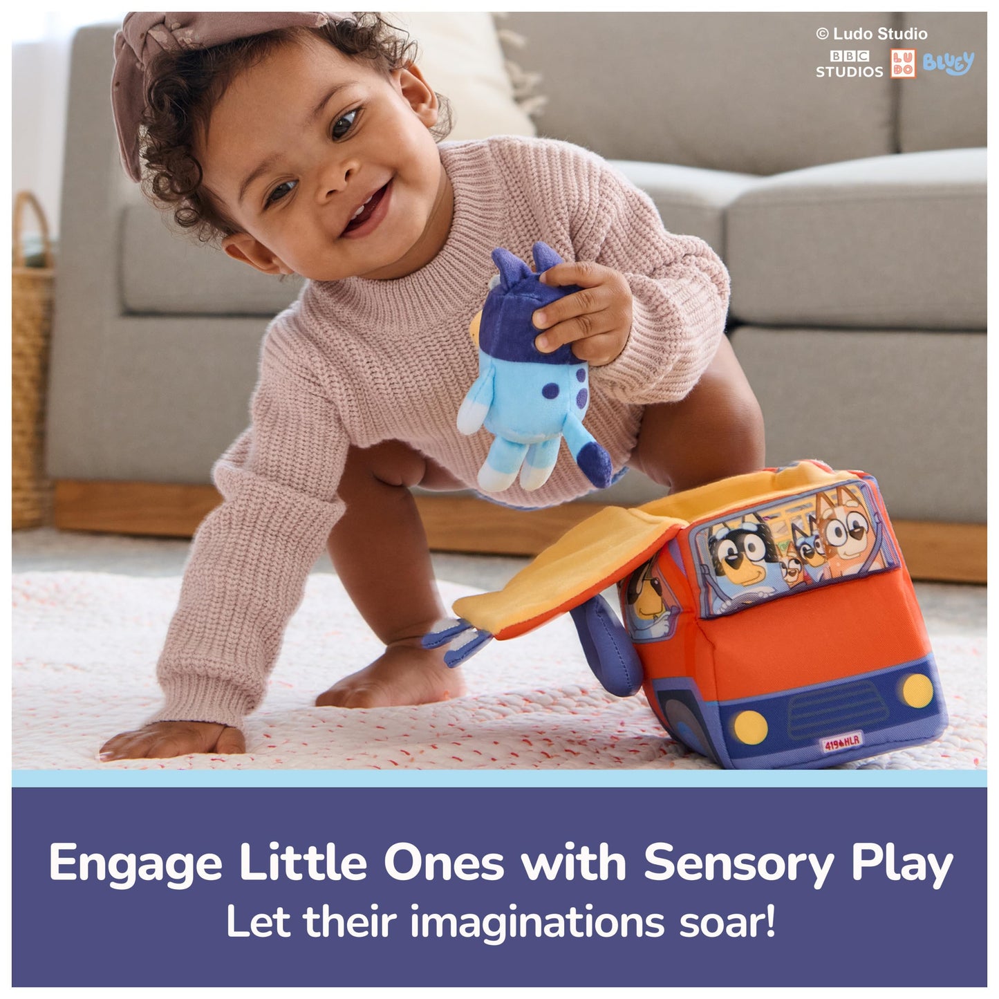 GUND Bluey 5-Piece Plush Playset, Official Bluey Stuffed Animals and Sensory Toys for Babies and Toddlers, 7”