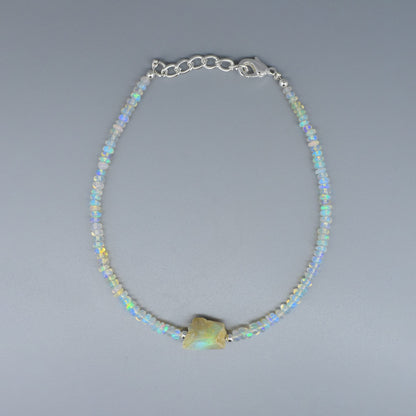 Gempires Natural Ethopian Opal Beads Bracelet, Raw Opal Bracelet, Faceted opal Beads, Healing Opal Protection Bracelet, 8 inch bracelet for women