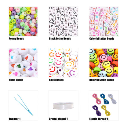 LIS HEGENSA Pony Beads Bulk,Kandi Beads for Necklace Jewelry Making Hair Braiding,Bracelets Making Kits,Hair Bead,Bracelet Plastic Bead for Crafts Braids Girls(24 Color,1000PCS)