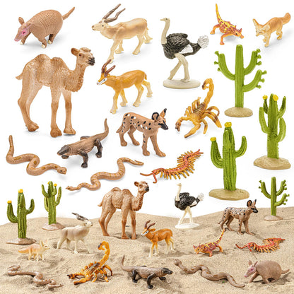 THINKBAY 16PCS Desert Animals Toys for Kids Includes Lizard, Cactus, Rattlesnake, Komodo Dragon Figurines, Desert Animals Figures for Diorama, Cake Toppers, Valentine's Day Gifts for Kids