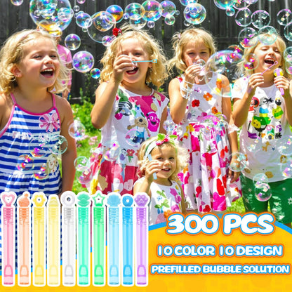 Kids Bubble Party Favors, 300 Pack Mini Bubbles Bulk with Gift Box, Pastel Bubble Wand Sticks for Party Toys, Birthday Supplies, Wedding Decorations, Carnival Prizes, Goody Bag Fillers Stuffers