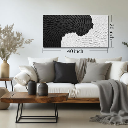 WVMAPTA Abstract Painting Wall Art for Living Room Black and White Wall Decor for Office Hand Painted Wall Art for Bedroom 20 x 40 Inch