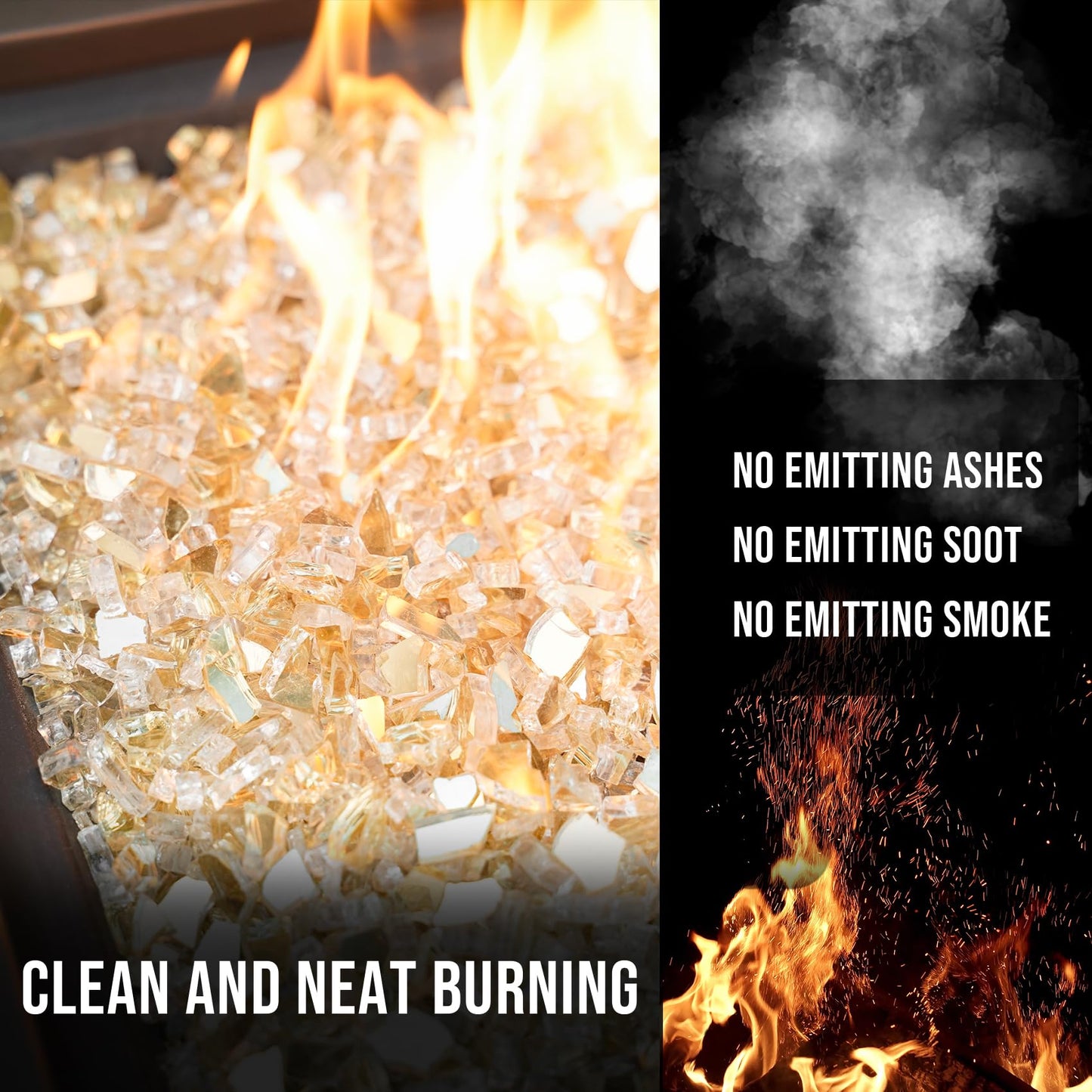 Skyflame High Luster 10-Pound Fire Glass Fire Pit Fireplace Landscaping, 1/4 inch Gold Reflective