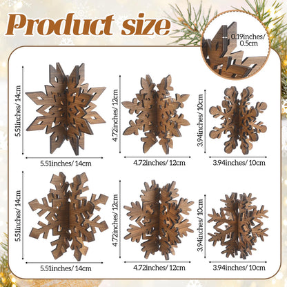 Bucherry 12 Pcs Winter Wooden Snowflake Table Decor 3D Snowflake Tabletop Centerpieces Winter Wonderland Table Signs for Christmas Holiday Farmhouse Home Supplies
