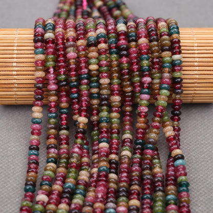 BONNY BOXX 1 Strand (150PCs) Natural 2 * 4mm Colorful Tourmaline Rondelle Beads, Natural Abacus Disk Stone Beads Loose Spacer Gemstone for DIY Bracelet Necklace Jewelry Making