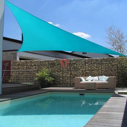 Patio Paradise 16' x 16' x 16' Sun Shade Sail Triangle Canopy Shade Cloth Fabric Sunlight Block Patio Pergola Cover HDPE Deck Awning for Outdoor Backyard Roof Shading, Turquoise