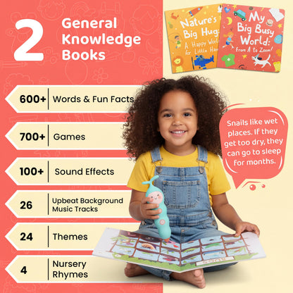 QuTZ Talking Pen Book Set, Learn to Read Sound Books, Learning Toys with 8 Tap to Read Books, 600+ Words & Fun Facts, 6 Phonics Story Books, 700+ Games, Educational Toy for Kids 3+ (Paperback Version)