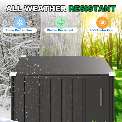 Patiowell 22 Cuft Outdoor Storage Cabinet, Metal Storage Shed with Lockable Door, Indoor Outdoor Vertical Waterproof Tool Shed Without Adjustable Shelves for Patio Garden Backyard, Black