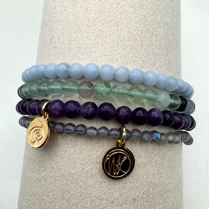Wendy Kleiner Crystal Bracelet and Crystal Bracelet Stack – Healing Stone Beads – Small Size Beads - Spiritual Energy Jewelry – Elastic, Unisex, Gift-Ready (Healing Crystal Bracelet)