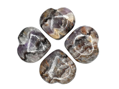 Amazing Gemstone Amethyst Chevron Crystal Heart Palm Stone - Pocket Massage Worry Stone for Natural Body Chakra Balancing, Reiki Healing and Crystal Grid