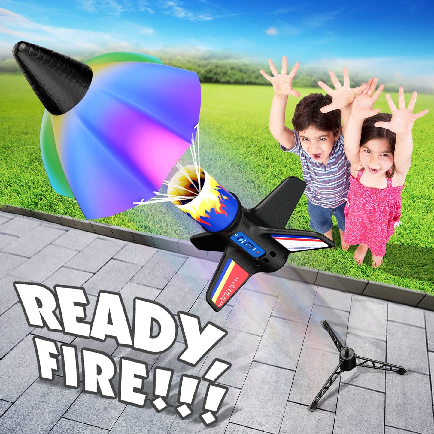 lakebyin Flying Launcher for Kids - Electric Flying Toys with Parachute Recovery - Eco-Friendly Toy with Unlimited Re-Launch - Great Birthday Gift