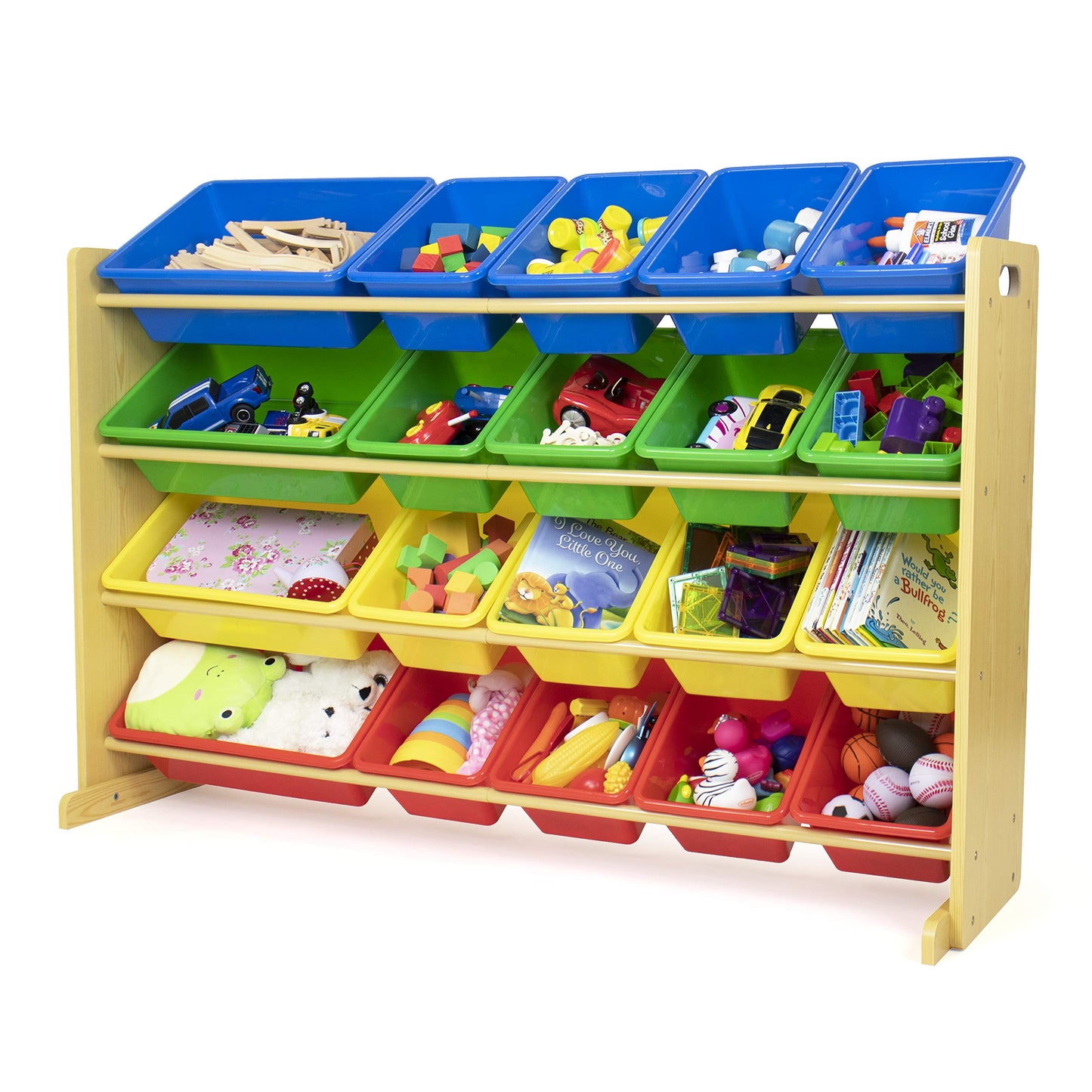 Humble Crew Toy Storage Organizer with 20 Removable Storage Bins for Kids Playroom, 4-Tier Toddler Toy Organization, Natural/Primary