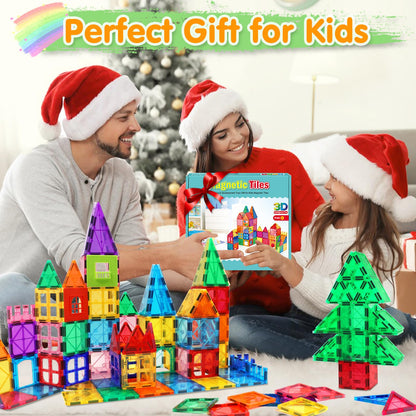NVHH 100PCS Magnetic Tiles Blocks for Kids Ages 3-5 4-8,STEM Learning Educational Preschool Magnet Building Toys for Toddlers,Christmas Birthday Gifts Toys for 3 4 5 6 7 8+ Year Old Boys Girls