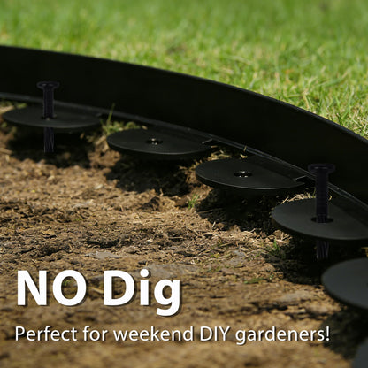 WISD Landscape Edging 2 in x 100 ft with 150 Anchor Stakes, No Dig Garden Edging Border Flexible Plastic Weather-Resistant Lawn Edging Weed Control (Black, 100FT)