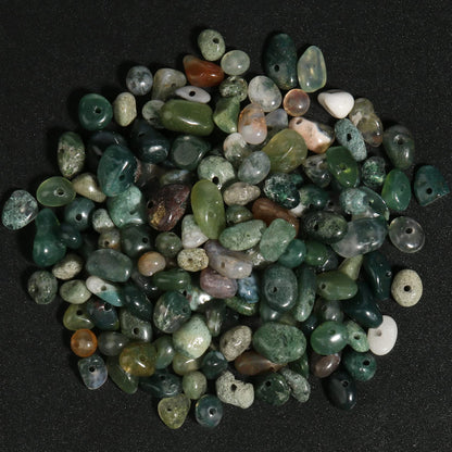 30in Moss Agate Natural Chip Stone Beads 5-8mm About 230pcs, Irregular Drilled Green Bead for Bracelets Jewelry Making Supplies for Adults, DIY Crafts.