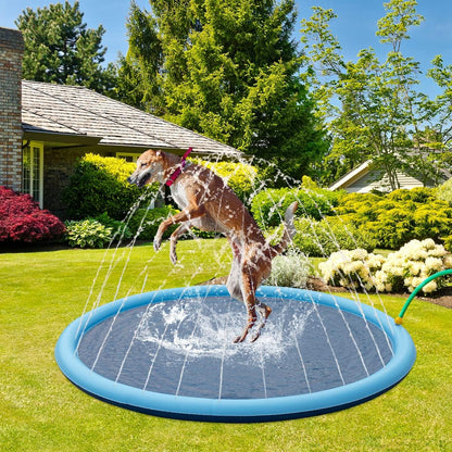 Splash Sprinkler Pad for Dogs - 67" Thicken Pet Swimming Pool Bathtub, 2024 New Packaging Pet Summer Backyard Playset & Water Toys(67",Blue)