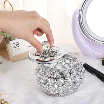 Hipiwe Crystal Jewelry Box with Glass Lid Small Trinket Organizer Mirrored Treasure Box Ring Holder Earrings Necklace Storage Box Keepsake Gift Box for Home Dresser Decor, Silver