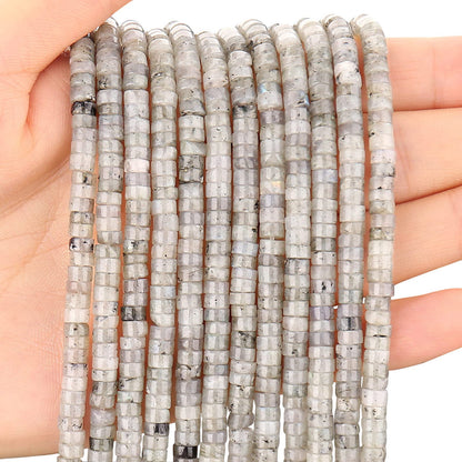 150PCs Natural White Labradorite Spacer Beads, Loose Semi Precious Flat Round Gemstone Heishi Disc Stone Beads for Beading Jewelry Making 4mm*2mm 38cm