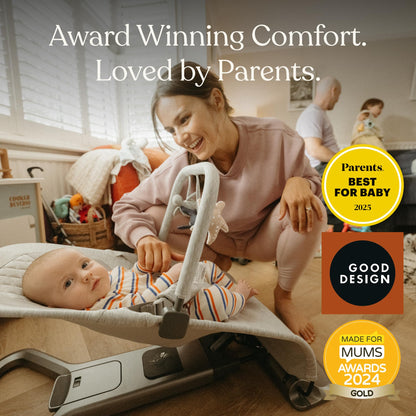 Ergobaby Evolve 3-in-1 Bouncer Seat for Babies and Toddlers 5.5-25lbs - Multi Position Baby Rocker Seat with Adjustable Heights, Secure Harness, Newborn Insert - Sage Green