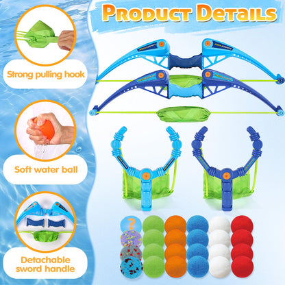 AOSPHYS 20Pcs Reusable Water Balloons + 4 Flower Water Balloons with 2 Bows and Arrows Sets + 2 Slingshots Launcher, Pool Beach Water Fight Equipment for Boys and Girls, Summer Toys for Kids Ages 3-12