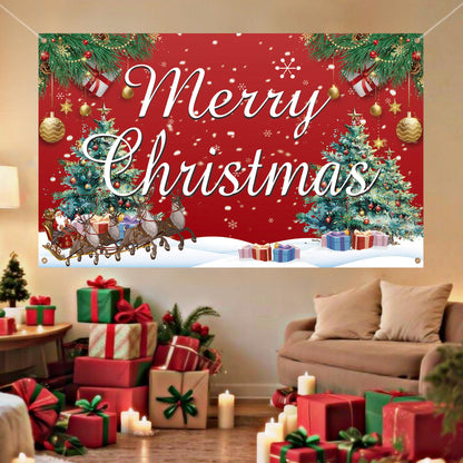 HOOSUN Christmas Decorations,72 x 44 Inch Merry Christmas Backdrops for photography,Xmas Banners Party Decorations,Xmas Photo Booth Backdrop Party Banner for Wall,Yard,Garage