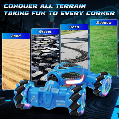 UFOLED Gesture Sensing RC Stunt Car, Remote Control 2.4GHz 4WD Hand Controlled Car Toys for Boys and Girls Ages 6-12, 360° Rotating Drift RC Cars with Lights and Music, Ideal Birthday and Xmas Gift