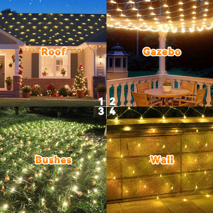LitHome 21ft x 5ft Christmas Net Lights, 360 LED Mesh Fairy String Lights with 8 Modes, Connectable Plug in Waterproof Mesh Lights for Bushed,Trees,Yard,Patio,Garden Decorations(Warm White)