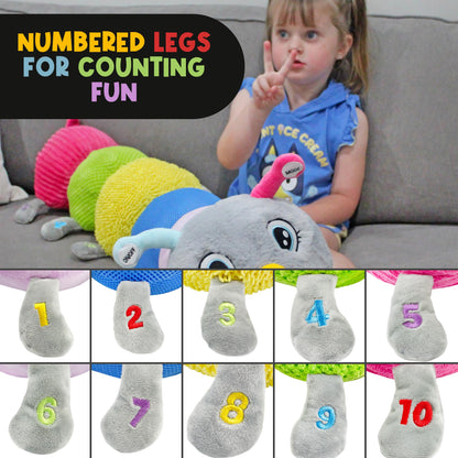 MEAVIA Cuddlebug Caterpillar Body Pillow Sensory Snuggle Vibrating Plush, 35” Jumbo Stuffed Toy, FEELix Collection