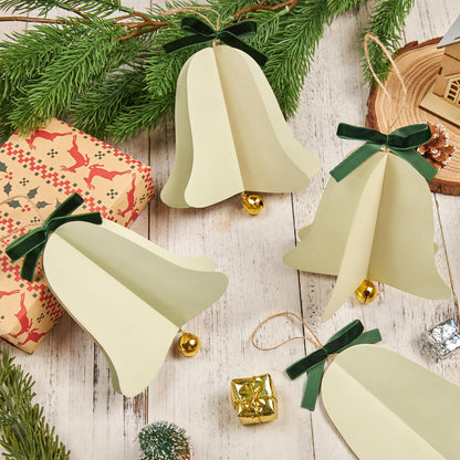 9PCS Mini Christmas Bell Ornament - Paper Hanging Jingle Bells Ornament for Christmas Tree Boho Paper Hanging Decorations for Xmas Holiday DIY Home Decor