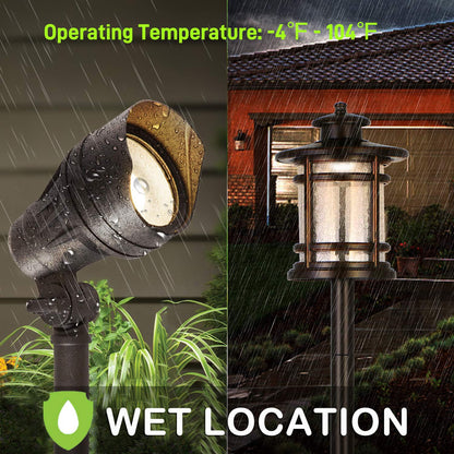 hykolity 8 Pack Low Voltage LED Landscape Kits, 12V-15V Pathway Flood Light Kits, 10W 390LM and 3.4W 155LM Wired for Outdoor Yard Lawn, Die-cast Aluminum, 50W and 30W Equivalent