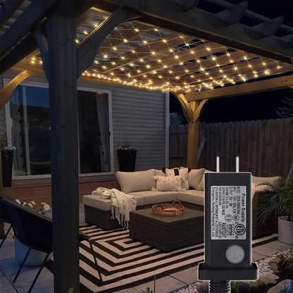 Eueasy Outdoor 360 LED Gazebo Net Lights, 10×10 FT Connectable Fairy Lights with 8 Modes, for Bushes, Garden, Backyard, Holiday, Christmas