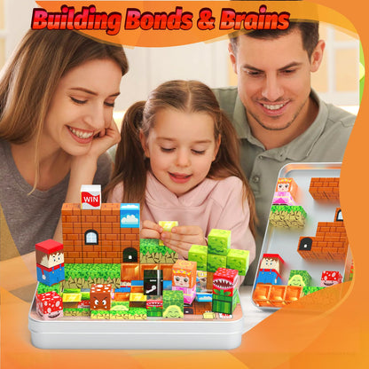 DANIUBE Mini Magnetic Blocks for Kids, 45PCS Travel Magnetic Block Cubes with Iron Box, Stacking Magnets Building Toys, Montessori Educational Construction Toys for Toddlers Gifts.