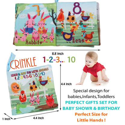 bebe mondo Fish Baby Crinkle Books with 6 PCs Educational Learning Toys for Newborn Babies Infants 0-6, 6-12 and 12-18 Months 1-2 Year Old