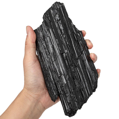 SMOHEAL Large Raw Black Tourmaline Crystal Natural Rough Stone Healing Crystals for Meditation Reiki Energy Decoration 1.5-2lbs