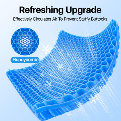 Gel Seat Cushion, Cooling seat Cushion (Super Large & Thick), Breathable Honeycomb Design Absorbs Pressure Points Seat Cushion, Gel Cushion for Office Chair, Home Car seat Cushion for Wheelchair