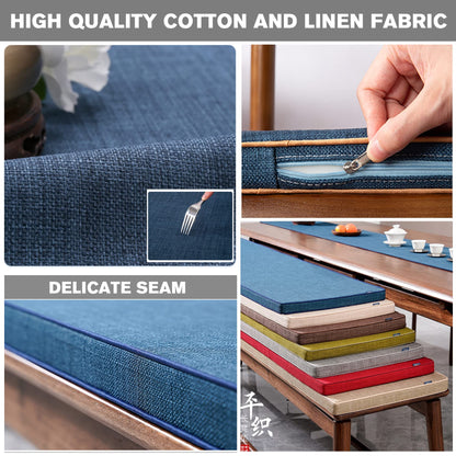 SXROMDA Customize Bench Cushion, Furniture Cushion, High Density Memory Foam, Linen Washable, Non-Slip Bench Pad for Shoe Bench Rack, Window, Piano, Dining (Custom Size, Blue)