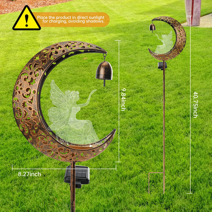 Solar Fairy Moon Figurine Light, Waterproof Garden Stakes Decor Outdoor Yard Decorations for Lawn, Patio,Yard, Pathway,Housewarming Ornament Gifts Ideas for Gardening Mom Grandma