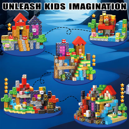 SSAWER Magnetic Blocks, 400PCS Magnetic Building Blocks, Stacking Magnets for Kids, Sensory Toy for STEM Constructions Magnet Blocks for Boys Girls Age 3+, Christmas Birthday Gifts
