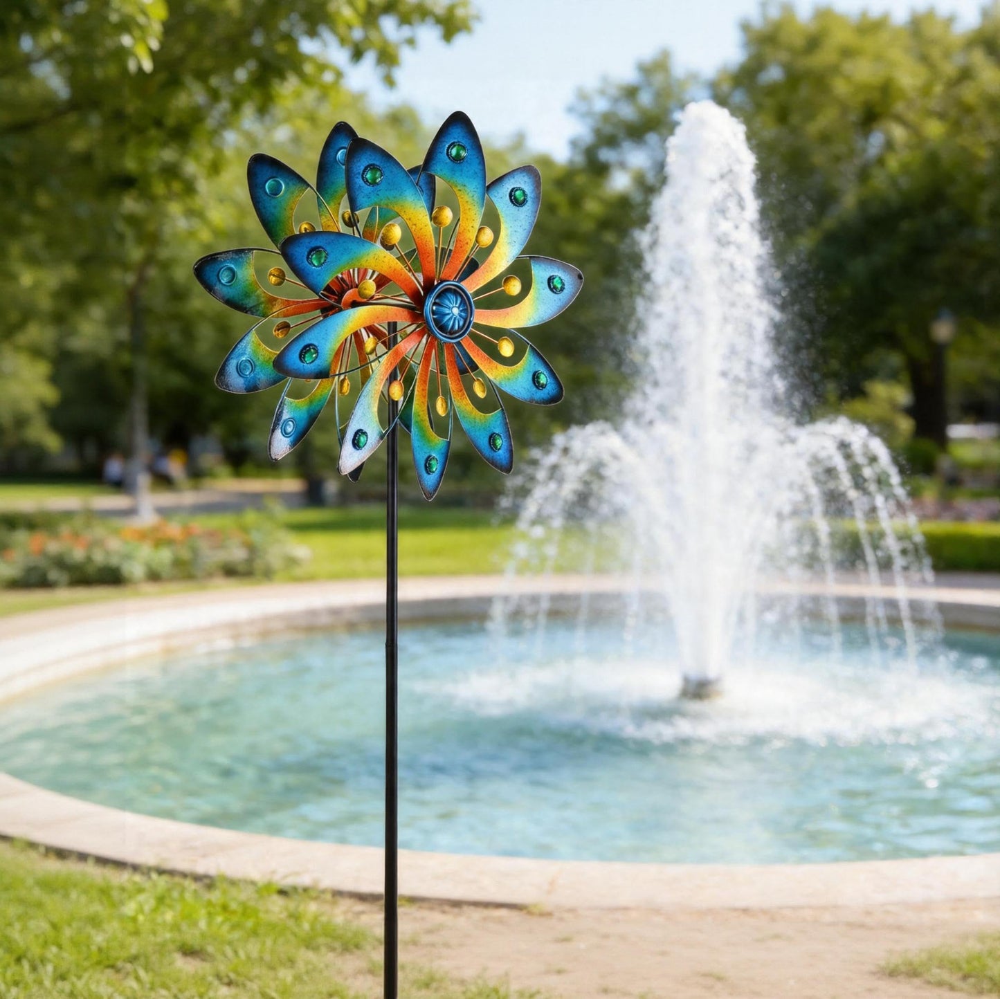 Metal Wind Spinner for Yard Decor Garden Windmill Outdoor Kinetic Wind Sculpture Dual Direction for Backyard Patio Lawn Homewarming Gift
