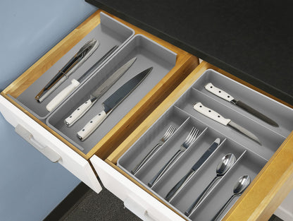 Simple Houseware Expandable Kitchen Drawer Flatware Organizer, Gray – Adjustable Cutlery Tray with 9 Compartments for Utensils and Silverware