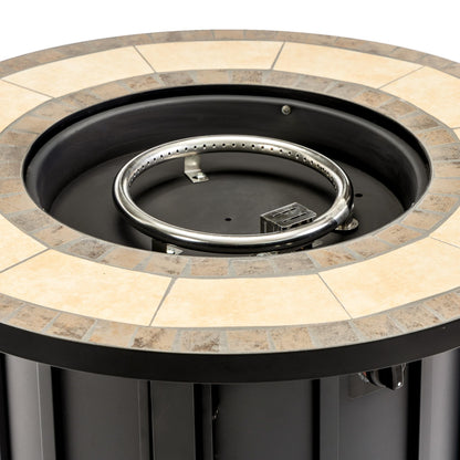 KEIKI 30 Inch Mosaic Ceramic Propane Fire Pit Table, Round Outdoor Gas Fireplace, Steel Patio Heater for Garden Deck