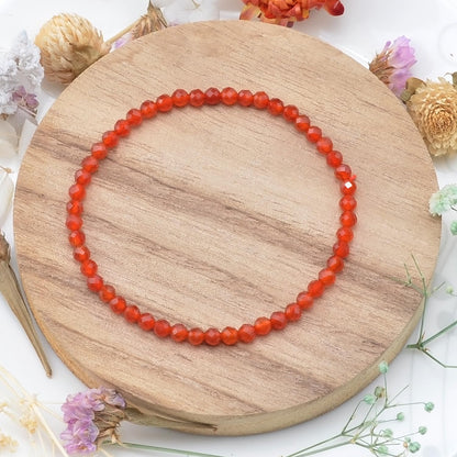MASSIVE BEADS Natural Genuine Gemstone Beads Healing Crystal Chakra Reiki Jewelry Faceted Round Beads Bracelets (Carnelian, 3mm)
