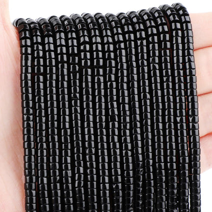 Natural Black Obsidian Heishi Spacer Beads Loose Semi Precious Flat Round Gemstone Disc Shape Stone for Beading Jewelry Making 4x2mm 15.5"