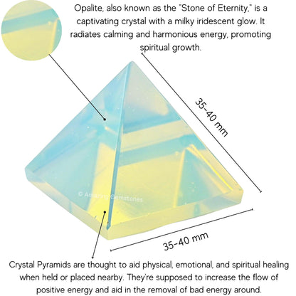 Amazing Gemstone Opalite Pyramid Crystal Healing Stones - 1.5" Great Pyramid Figurine of Stone Pyramid for Meditation, Reiki, Chakra Balancing and Crystal Pyramids Grid