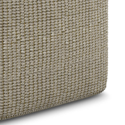 SIMPLIHOME Zelma Square Pouf – 18 inch Wide Upholstered PET Polyester Ottoman in Cream and Natural, Boho Indoor/Outdoor Footstool or Extra Seating for Living Room, Bedroom, or Patio, Assembled