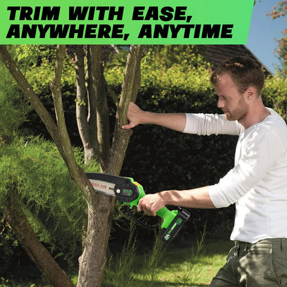 Saker Mini Chainsaw Cordless,6 Inch Chainsaw, Mini Electric Chainsaw Cordless Battery Powered,One-Hand Portable Chain Saw for Tree Trimming, Pruning&Wood Cutting,Gifts for Men Husband