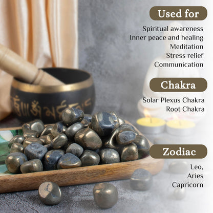 Crocon 1LB Golden Pyrite Tumbled Stones and Crystals Bulk Natural Crystal Kit for Reiki Healing Crystal Polished, Tumble Stones, Chakra Balancing, Good Luck, Reiki Gift, Home Decor Size : 20-25 mm